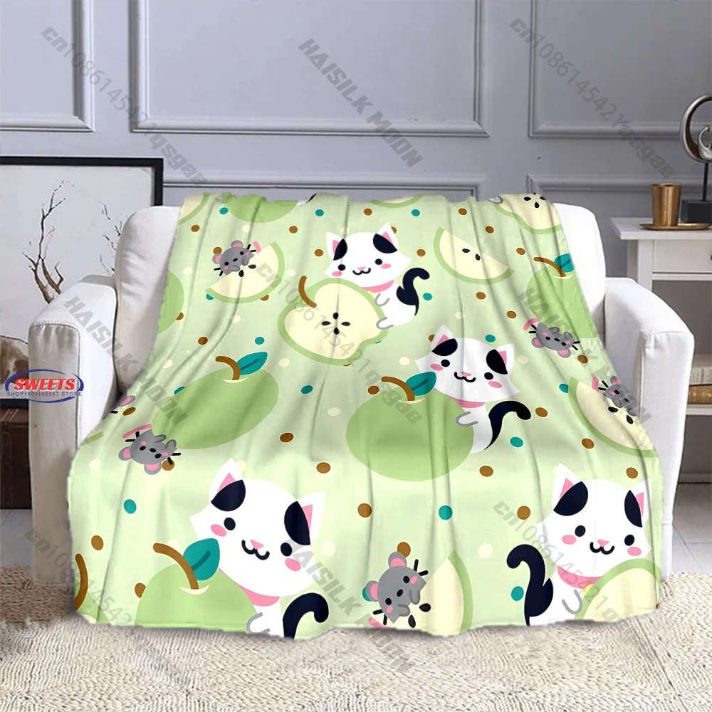 

Cute Cats and Apples Blanket Multiple sizes kid's and adults' bedroom living room sofa decor blanket, Exquisite gift