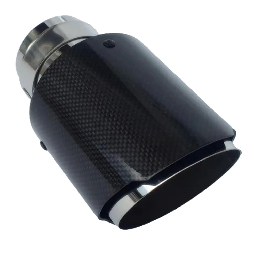 Car Glossy Carbon Fiber Muffler Tip Exhaust System Pipe Mufflers Nozzle Universal Straight Stainless Blue For Akrapovic