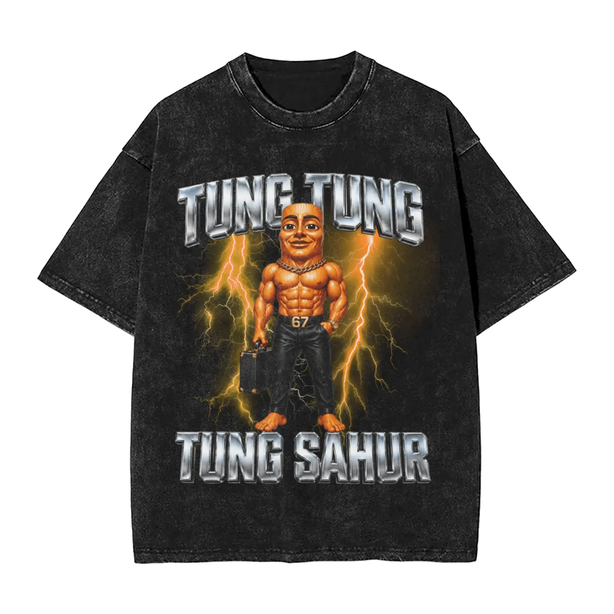 Men Women's T-Shirt Funny Meme Tung Tung Tung Sahur Washed T Shirts Hip Hop  Summer Tee Shirt Awesome Print Cotton Clothing Gift