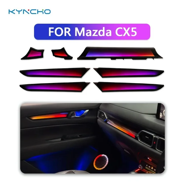 KYNCHO for Mazda CX5 12V LED Neon Car Ambient Light with Symphony Colors Automotive Ambient Lighting LED Flowing Light
