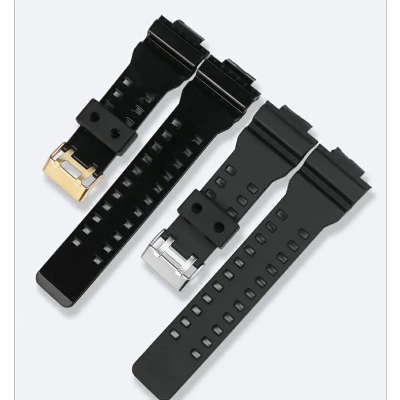 حزام ساعة ذهبي أسود من سلسلة gsck ، مناسب لساعة كاسيو ، من من من GD120GA ، راتنج سيليكون ، رياضة ، 16