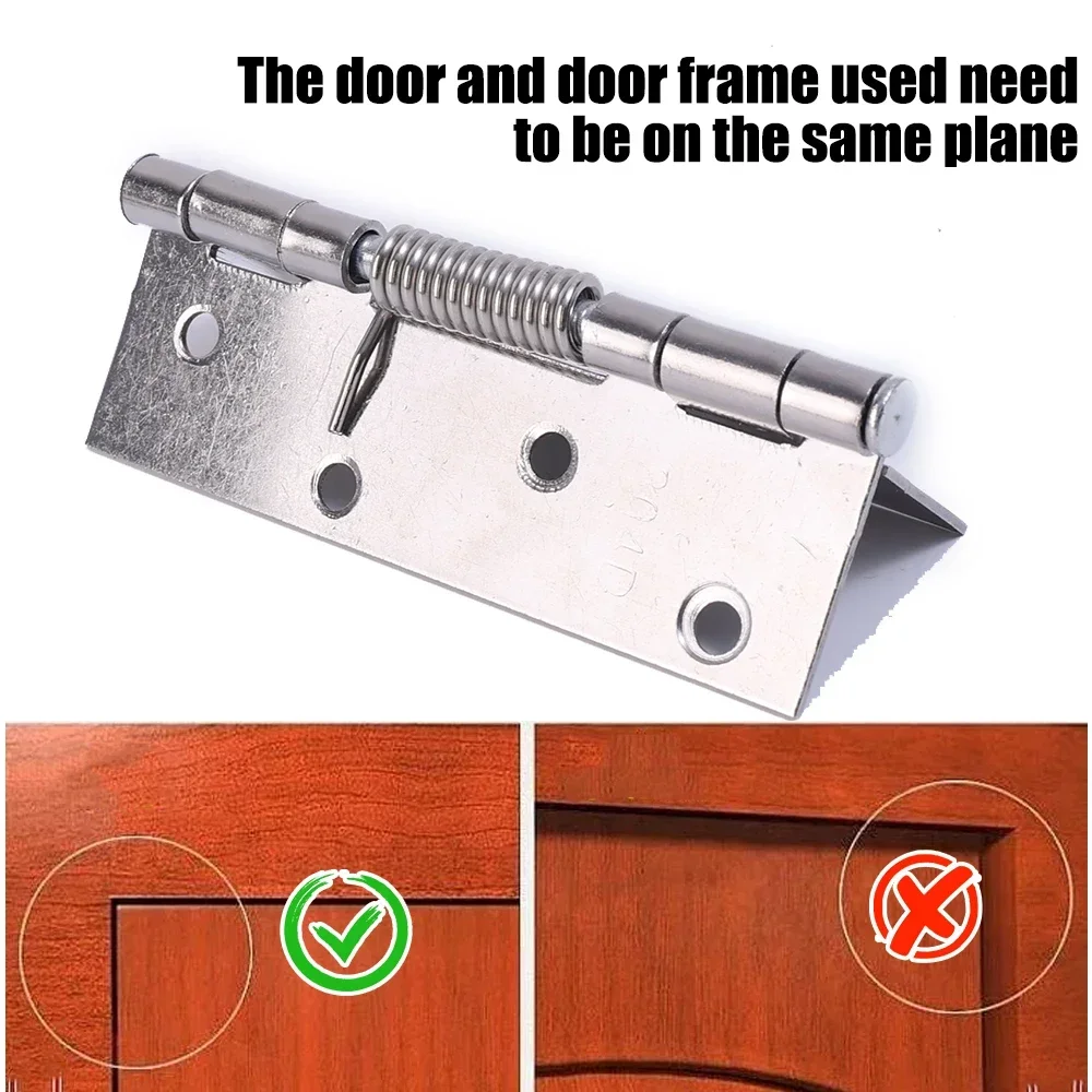 10/1Set Self Closing Spring Hinge Stainless Steel Door Hinges with Screws Boxes Windows Cabinet Furniture Hardware Accessories