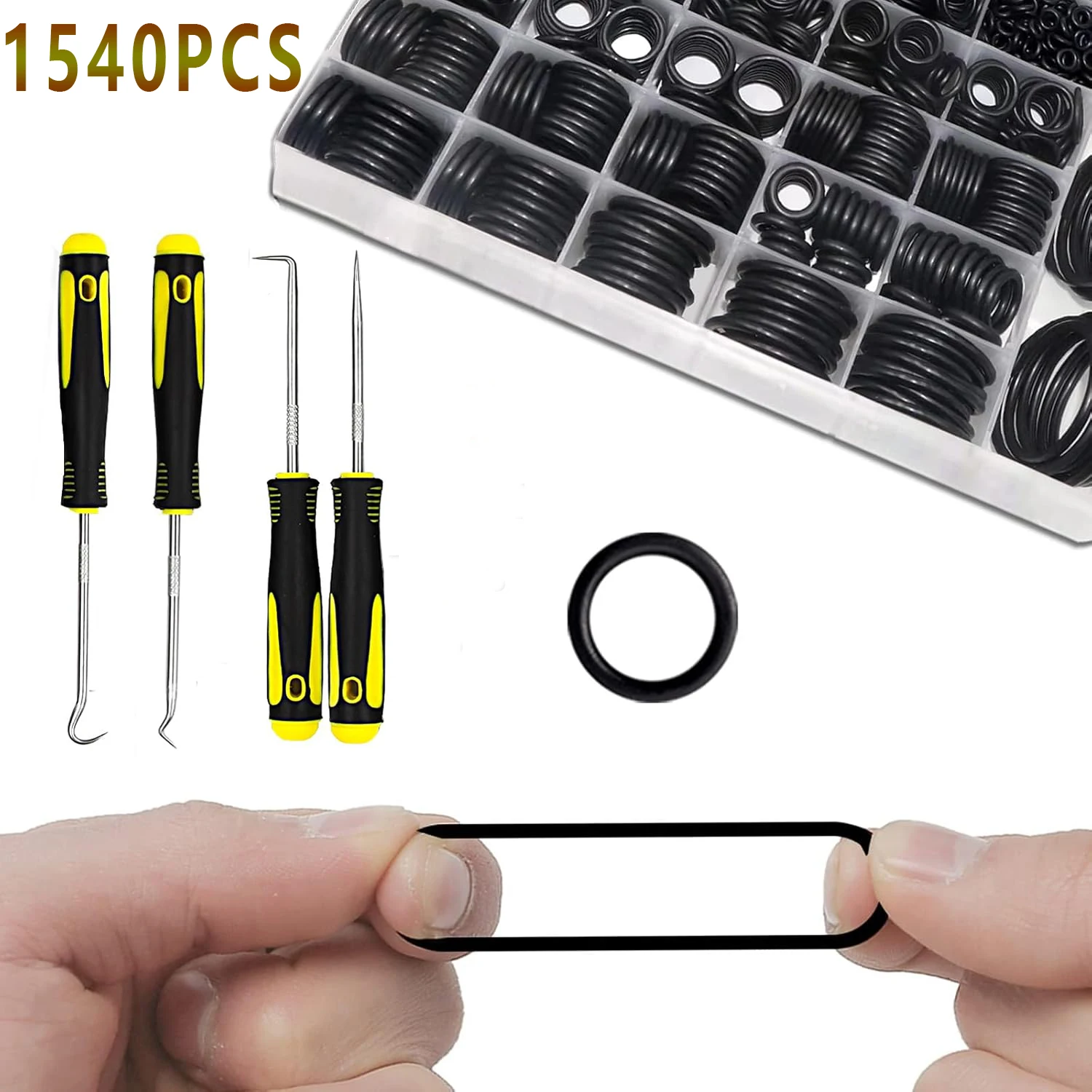 

1540pcs Rubber O Rings Assortment Nitrile Rubber Sealing Seals Gasket with 4 Pick for Plumbing Automotive and Faucet Repair