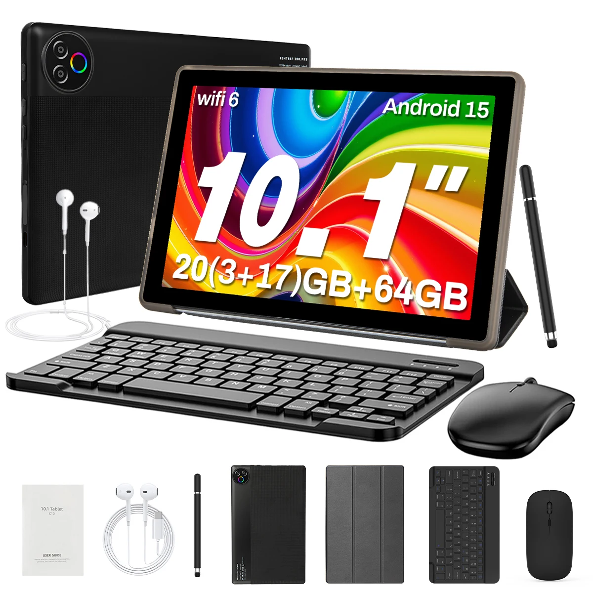 Tablet Set 10.1 Inch A333 Five-Core Tablet PC 20GB(3+17) RAM 64GB ROM Android 15 1280*800 HD Screen 5000mAh With Keyboard Mouse