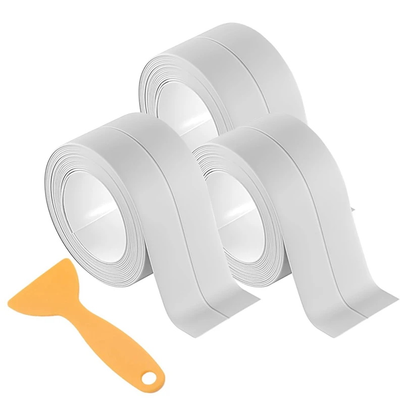 

A26F-3 Rolls Caulk Tape,Waterproof Self Adhesive,Caulking Strips For Toilet,Bathroom,Sink,Bathtub,Floor Wall Edge