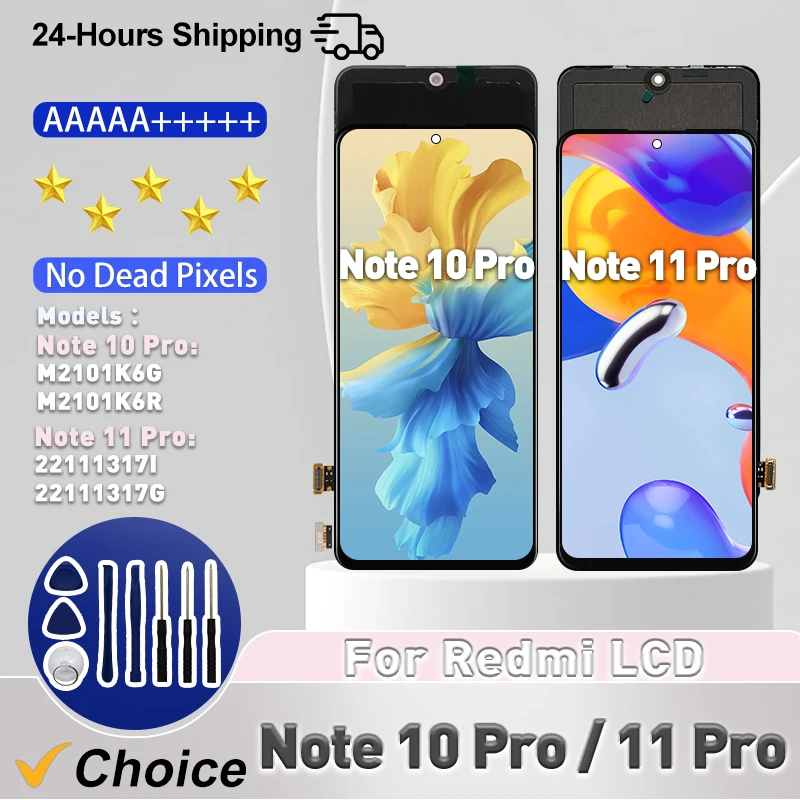 Super OLED For Xiaomi Redmi Note 10 Pro LCD M2101K6R Display Touch Screen For Redmi Note 11 Pro LCD 2201116TI Replace Parts TFT