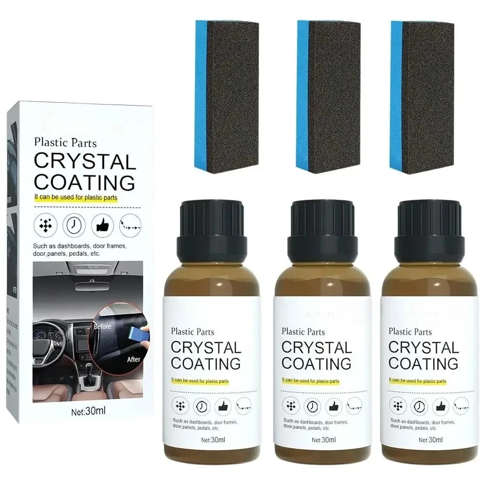 1-3pcs Crystal Coating Refurbish Agent for Plastics Parts With Sponge Long Duration Universal Plastics Restorer Car Accessories