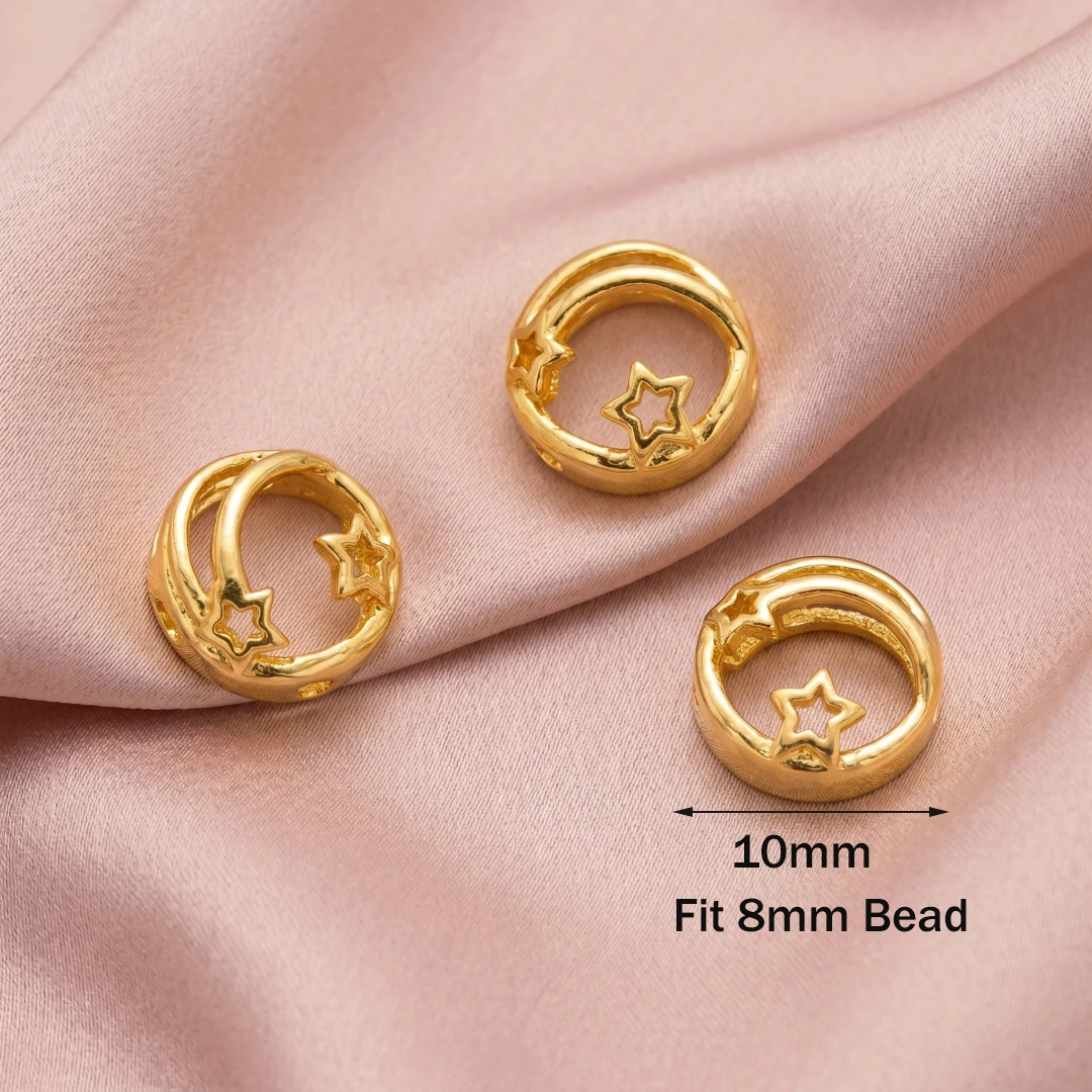 10 Stück 18K vergoldete Herz-Stern-Rahmenperlen, Abstandshalter, Blütenblatt-Verbinder, DIY Armband- und Ohrring-Perlen für die Schmuckherstellung – Detail 4