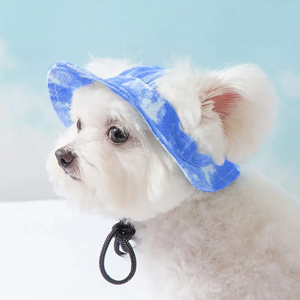 

Breathable Dog Sun Hat Pet Sun Hat Tie Dye Dog Cat Sun Visor Cap Outdoor Protection Bucket Hat for Small Medium Pets for Puppy