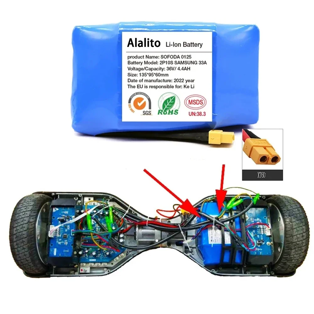 Genuine 36V 10s2p Battery Packs 4400mAh Rechargeable Lithium Ion Battery for Electric Self Balancing Scooter HoverBoard Unicycle