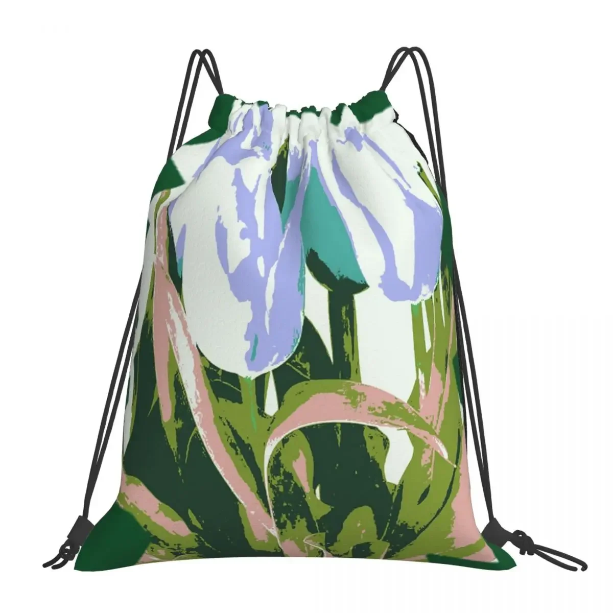 Pop Art Spring Tulips Abstract Floral Bouquet By Iritof Backpacks Fashion Portable Drawstring Bags Sundries Bag For Man Woman