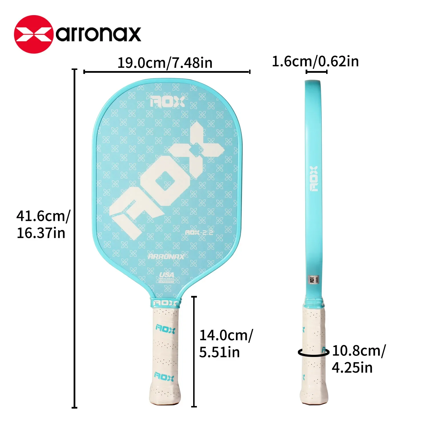 ARRONAX Pagaia da pickleball in fibra di vetro PP Nucleo a nido d'ape 16mm per racchetta da pickleball Pagaia da pickleball in fibra di vetro con bordo in schiuma