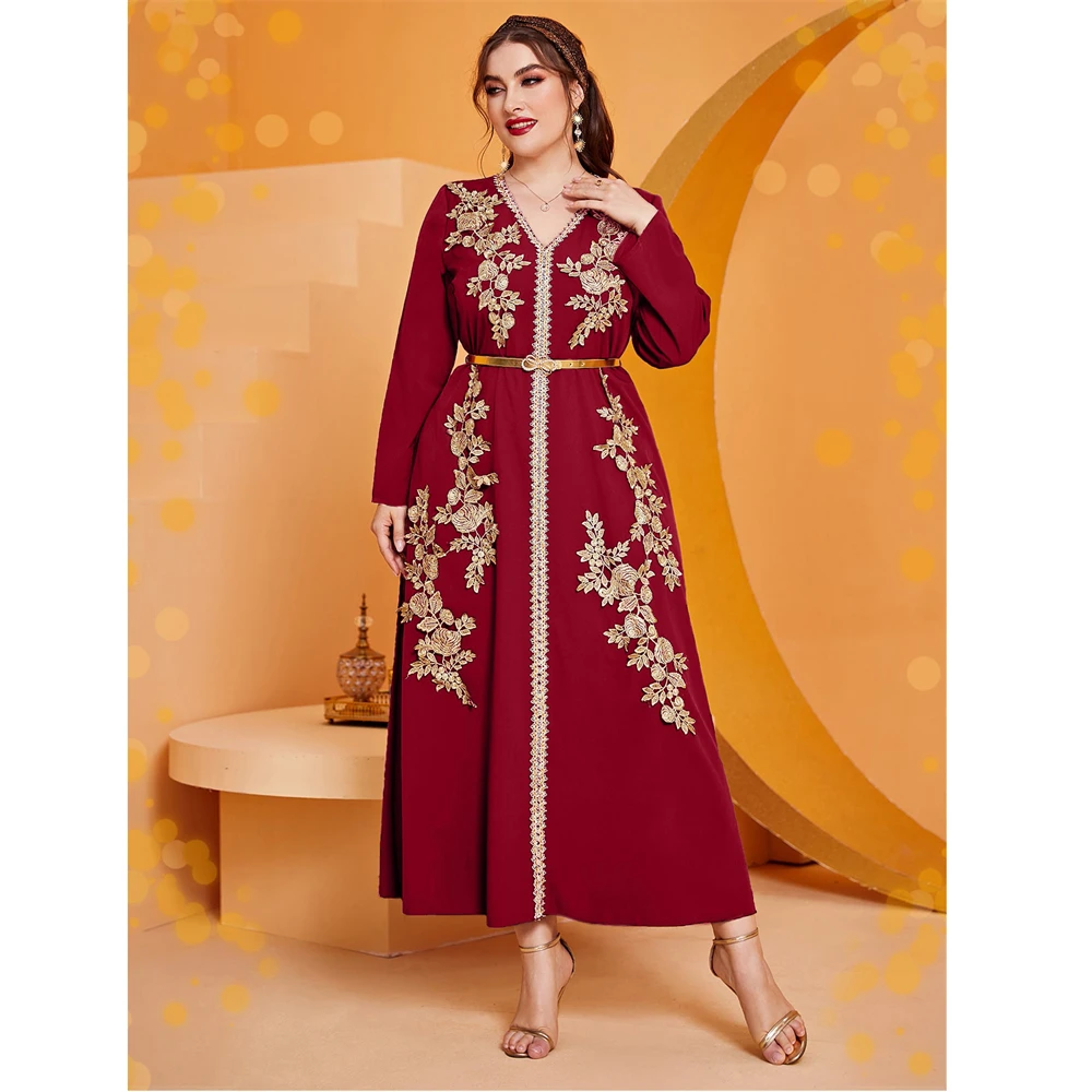 Grande taille broderie caftan dubaï Abaya femmes Robe Maxi musulmane Islam Jalabiya Ramadan Caftan Femme Musulman Robe Robe Kebaya