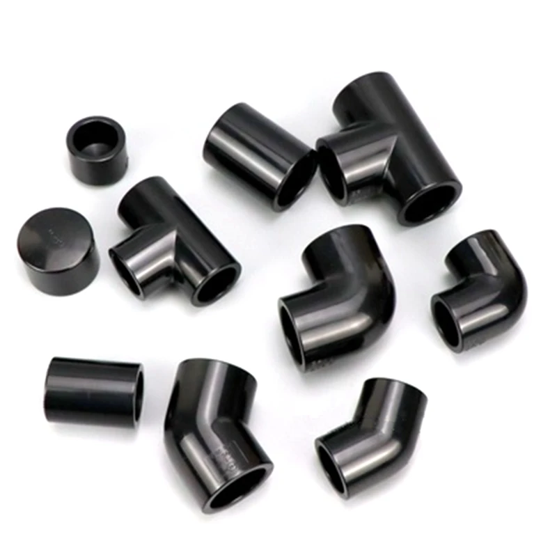 

2PCS Black I.D 20-50mm UPVC Pipe Connector End Cup Straight Elbow Tee Cross Fitting Irrigation Adapter Garden Water Tube Joints