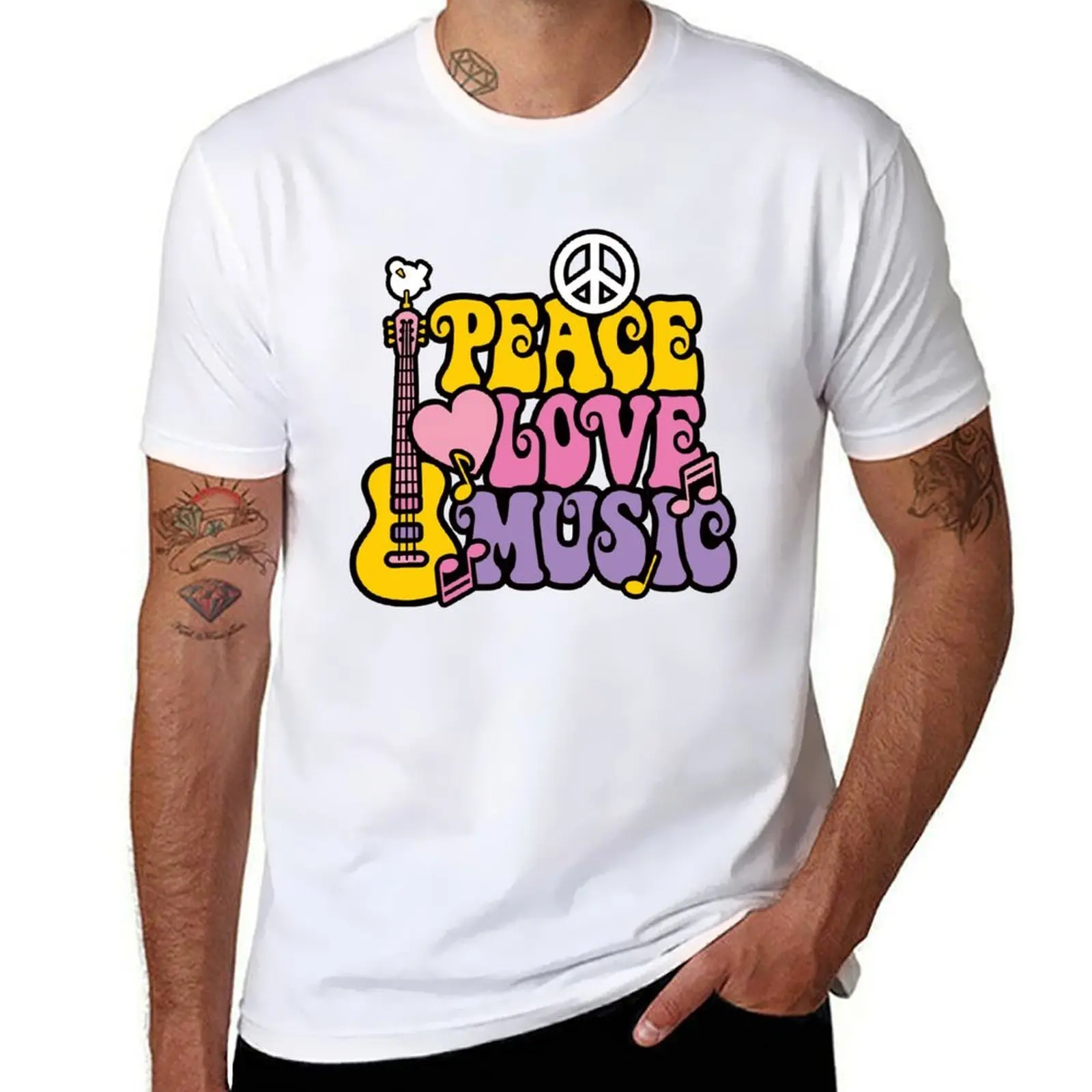 

Peace, Love, Music T-Shirt Daily Casual Short Sleeve Tee Shirt