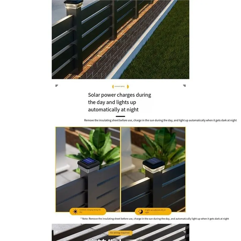 HRBAJ-Solar LED Post Cap Light For Outdoor IP65 Waterproof For Fence Deck Garden Landscape Pathway Lighting B