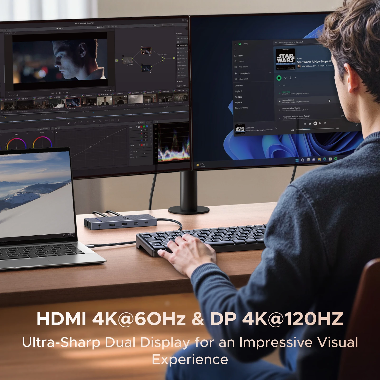 UGREEN USB 허브 11-in-1 USB-C ~ 4K120Hz DP HDMI USB3.2 10Gbps SD/TF RJ45 3.5mm PD100W MacBo…