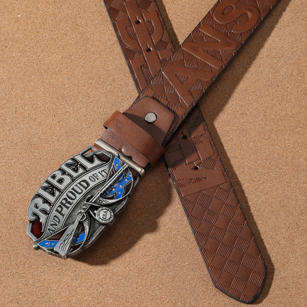 Ein lässiger, individueller und Retro-Gürtel, Kleidungsaccessoire im Western-Stil, Metallschnalle, PU-Gürtel, geeignet für Männer und Frauen. – Detail 7