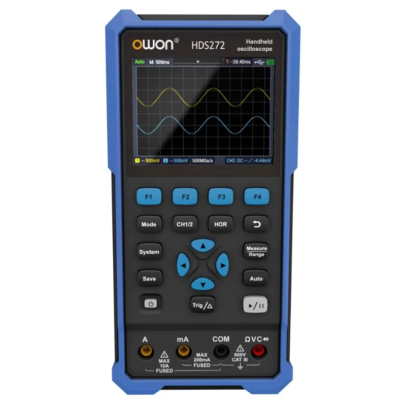 HDS272 3-in-1 Handheld Digital Oscilloscope Multimeter Waveform Generator Multimeter 70MHz