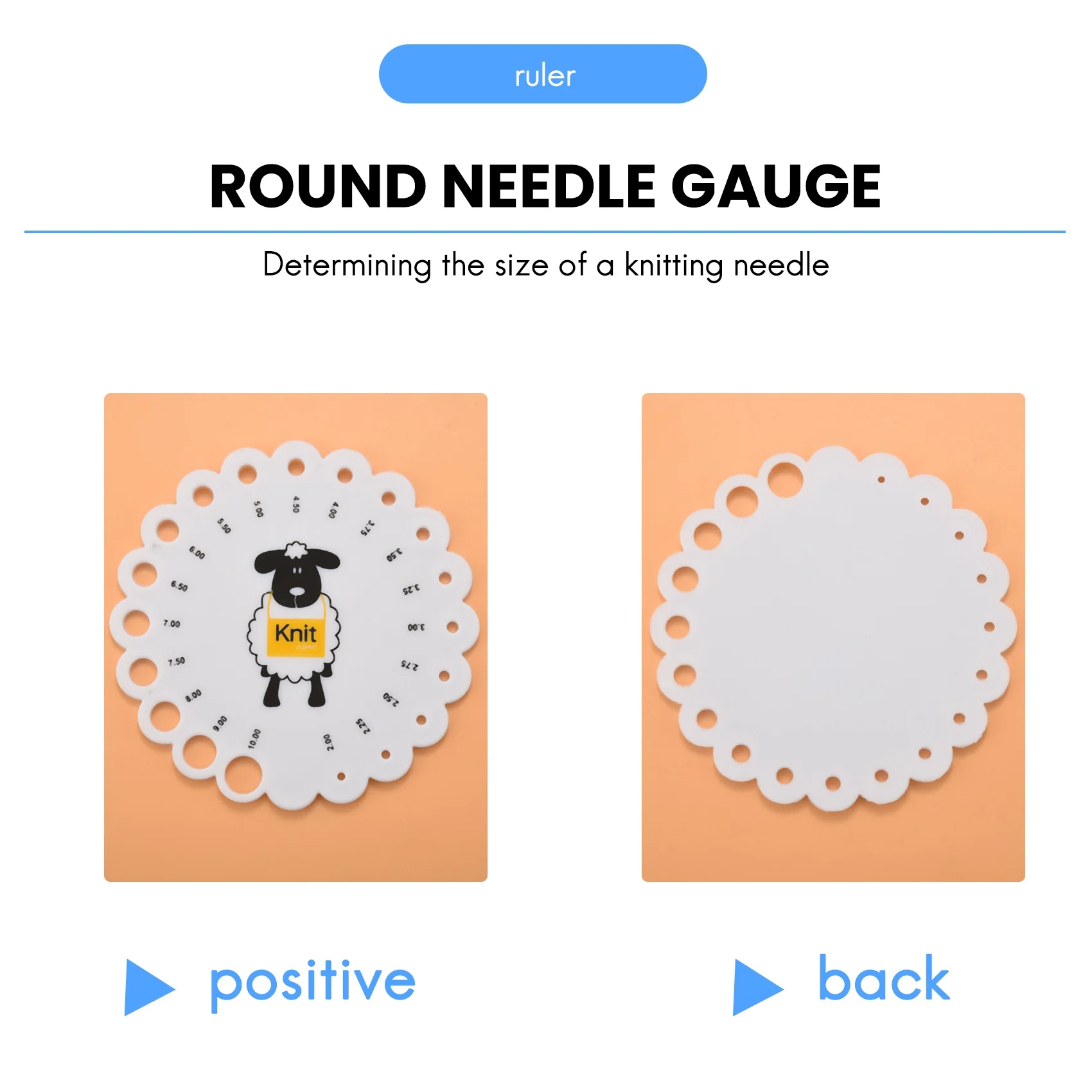 *N21R Knitting Needle Gauge Ruler