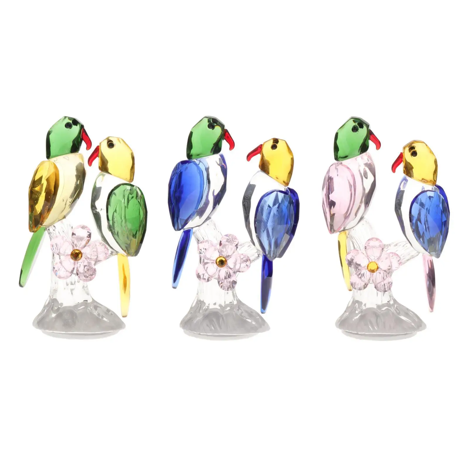 Modern Crystal Parrot Statue Bird Figurine for Bedroom Bookcase Decoration