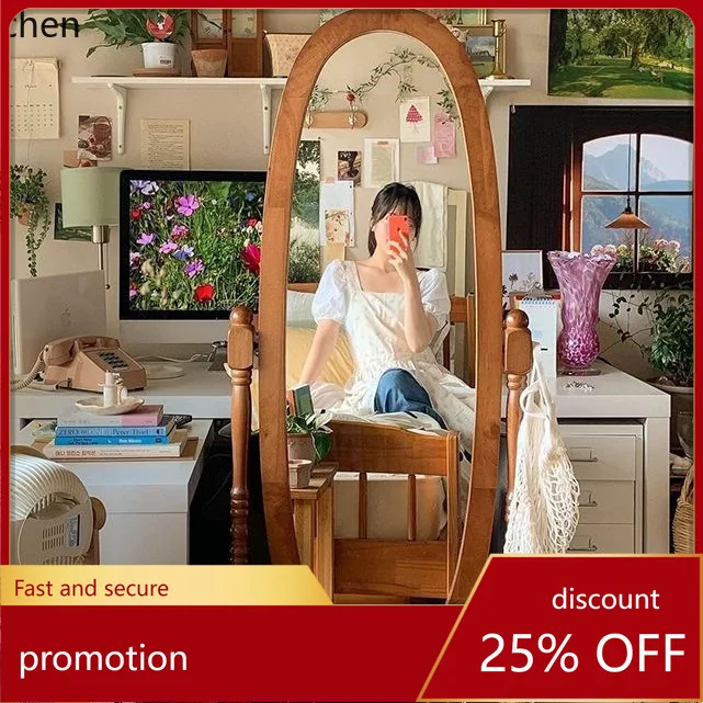 

YFY floor mirror bedroom retro French medium and ancient style full-length mirror movable