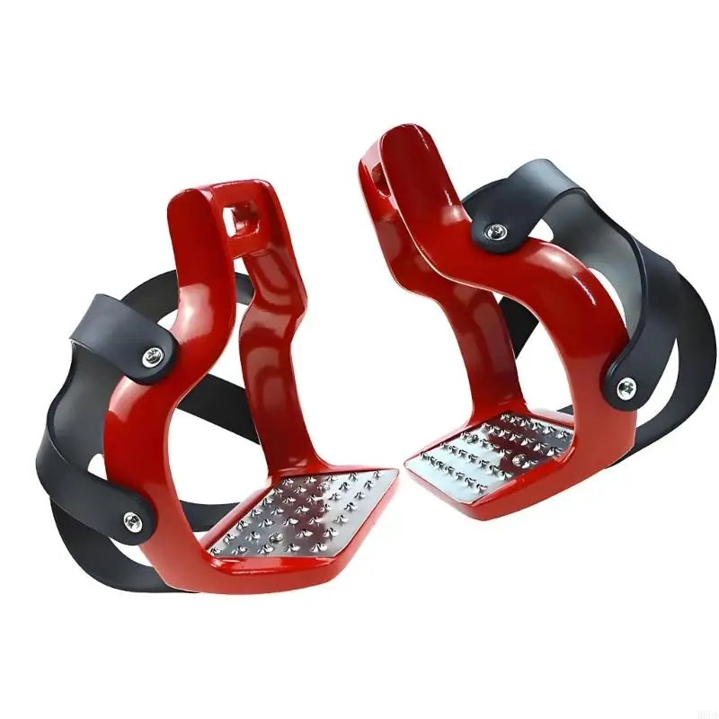1 Paar Reitsteigbügel-Set aus Aluminium mit rutschfesten Trittflächen und breiter Fußstütze zum Reiten 69HD – Detail 3