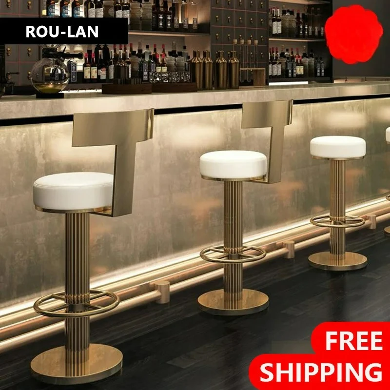

Customizable Bar Stools Height Adjustable Swivel Bar Chair Stainess Steel Kitchen Counter Golder Stools