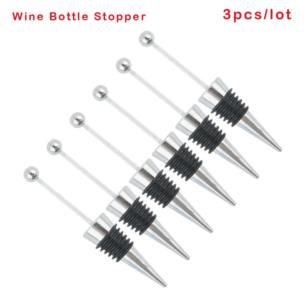 

3Pcs Bottle Stopper DIY Beaded Wine Bottle Stopper Sealed Fresh-keeping Wine Champagne Stopper