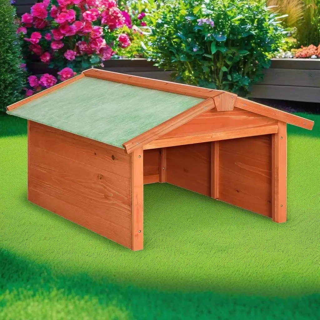 Robotic Lawn Mower Storage Shed - Solid Fir Wood Garage 28.3x34.3x19.7 in Durable Design