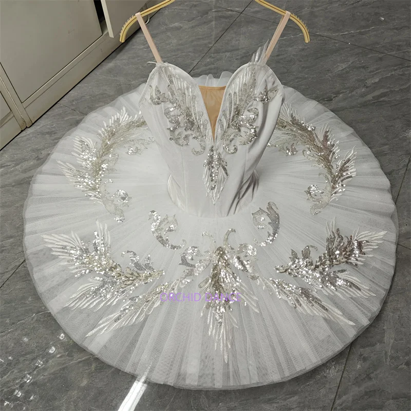 

High Quality Custom Size 7 Layers Kids Girls Women Adult Ballet Dance Performance Wear Velvet White Swan Lake Tutu Costumes