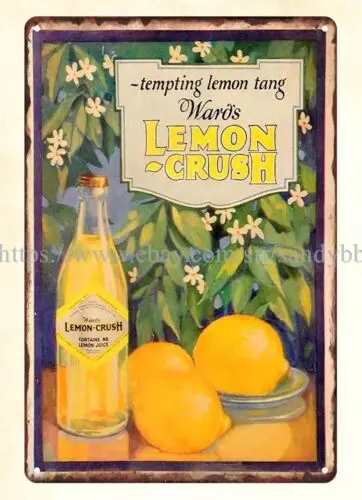 1920s Lemon Crush soda drink metal tin sign nostalgic  metal wall decor sign