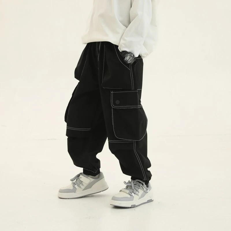 

Boys Pants Spring Summer Thin 2026 New Kids Loose Multi-pocket Cargo Trousers