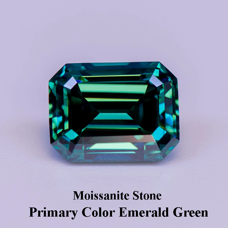 

Moissanite Stone Primary Color Emerald Green Emerald Cut Lab Grown Diamond Charms Woman Advanced Jewelry Making GRA Certificate