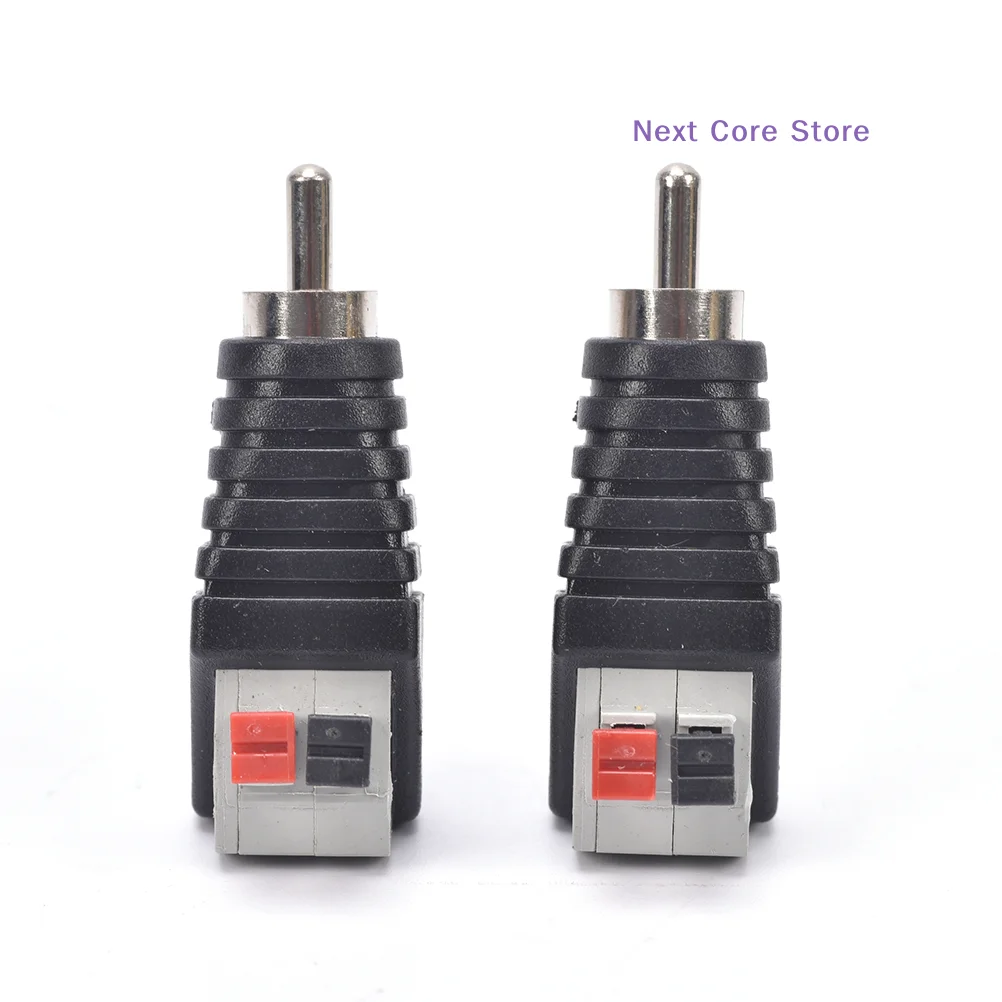 [NC]2PCS Speaker Wire A/V Cable To Audio Male Connector Adapter Jack Press Plug[NC]