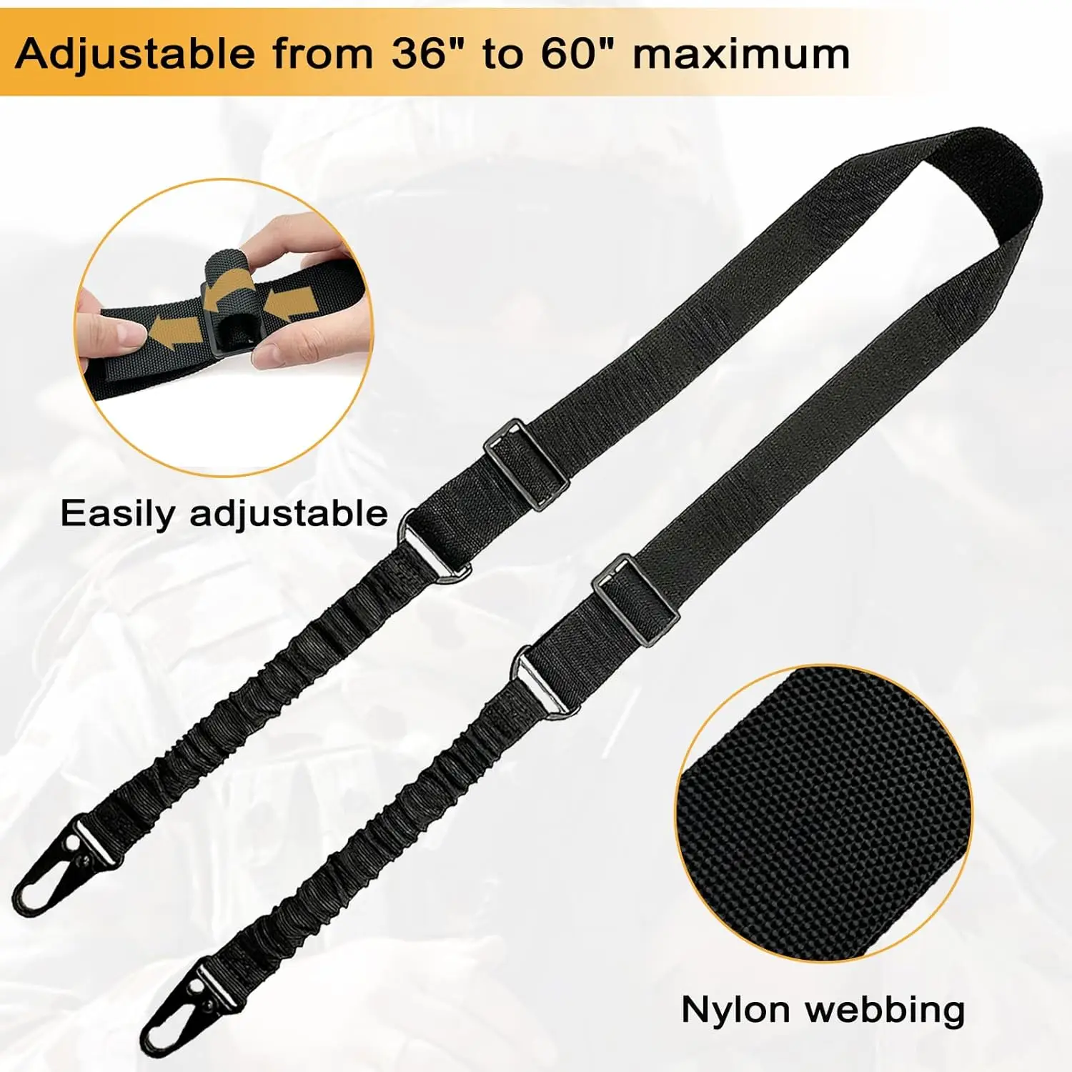 Imbracatura per fucile QD a 2 punti con regolatore di lunghezza Cinghia per imbracatura multi-missione Sport all'aria aperta Fucile tattico AR AK Imbracatura QD per pistola universale