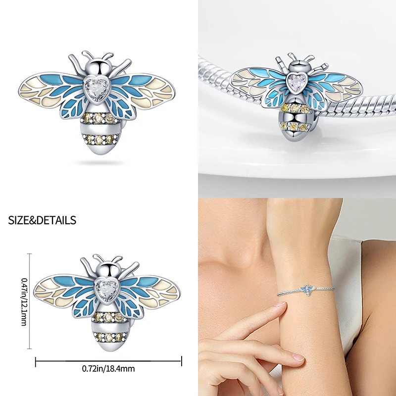 Pandora Charms 925 oryginalna żarówka Chameleon niebieski zestaw wisiorek koralik pasuje bransoletka Pandora naszyjnik kobiety srebro DIY biżuteria