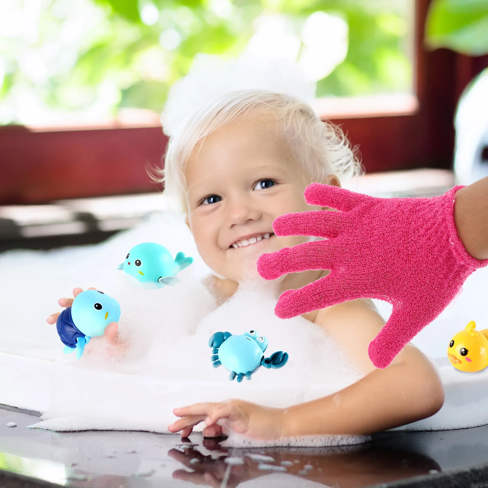 

14pcs Bath Gloves Five Fingers Exfoliating Mitten Towel For Body Scrub Shower Back Massage Glove Type Wash Tool