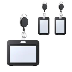 Double-sided Transparent Hard Card Case with Key Retractable Lanyards Id Badge Clip Card Holder Nurse Accessories