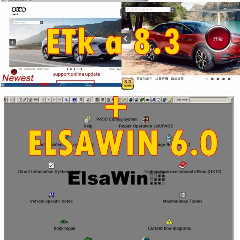 2025 Hot！ ELSAWIN 6.0 Etk a 8.3Latest Maintenance Software Group Vehicle Electronic Parts Catalog Suitable for V/W AU/DI SE/AT S