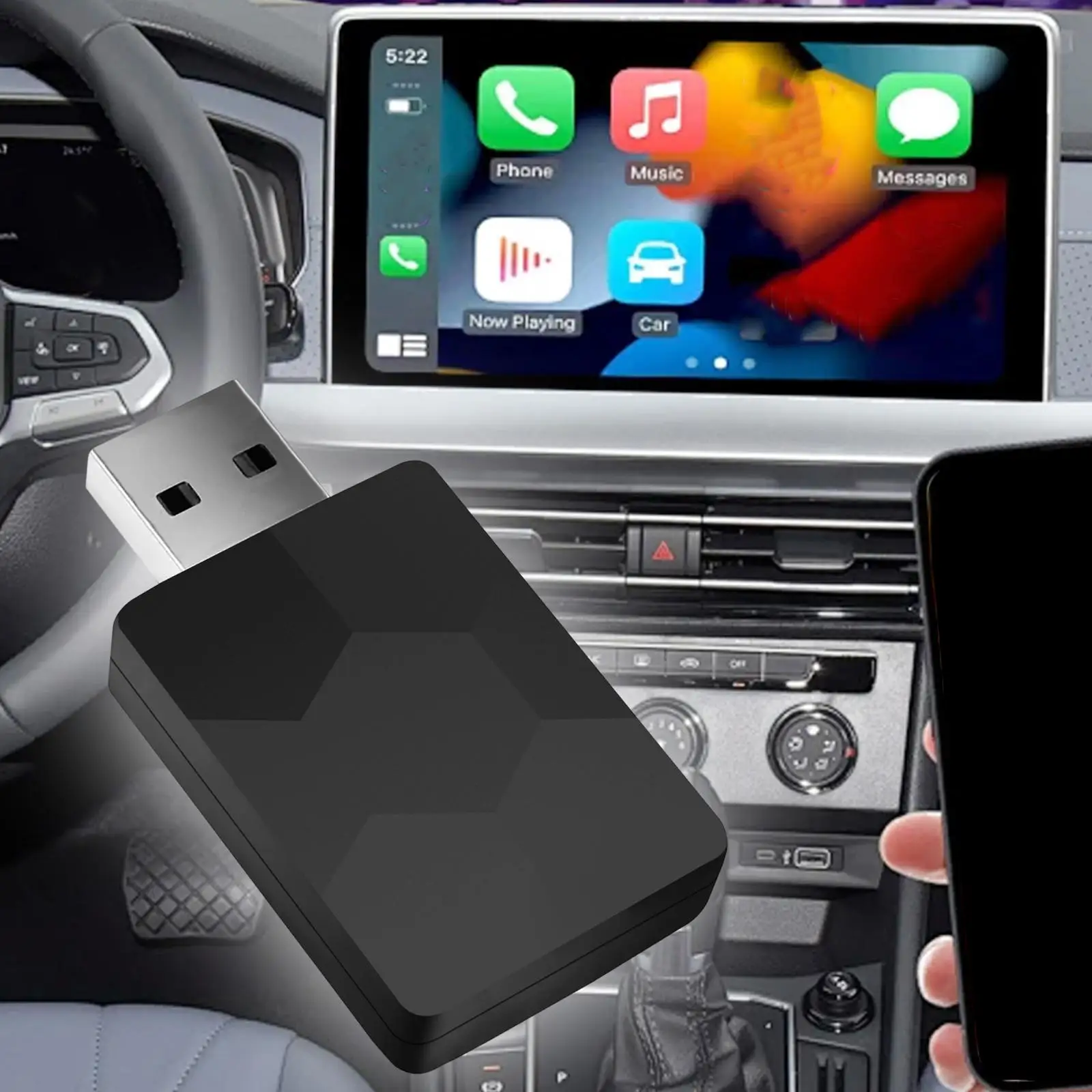 Wireless Car and Phone Adapter Stable Connection Lightweight Smart Connectivity Professional Plug and Play Auto Interconnection