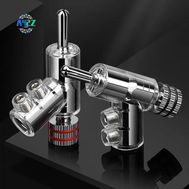 

A42Z-4 Pcs Hifi Rhodium Plated Lockable Speaker Cable Banana Plug Connector Audio Amplifier Speaker Wire Connector Easy Install