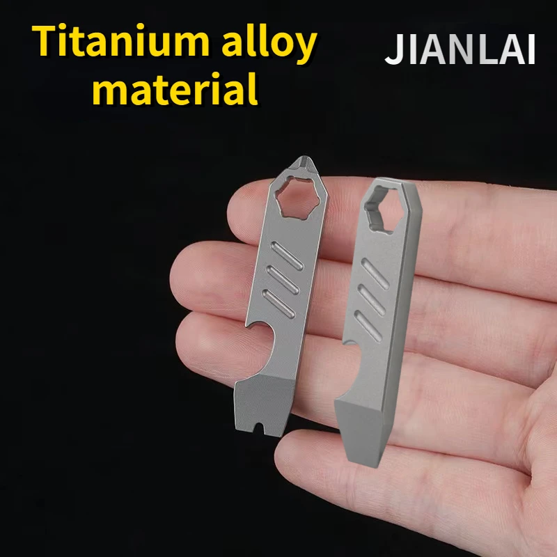 Mini abridor multiusos EDC titanio TC4 – Llave hexagonal con escala