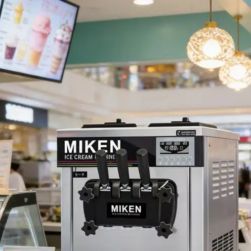 

Commercial Desktop Three Flavor Soft Ice Cream Machine Frozen Yogurt Maker for Business Use