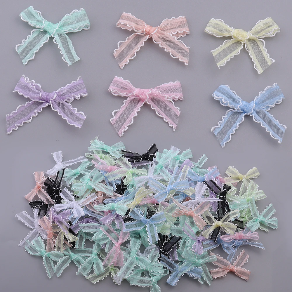 20 Stück bunte Schleifen aus Gaze, kleine Spitzen-Satinband-Schleifen zum Basteln, für Partydekoration, Haarschmuck für Mädchen und Kinder, Zubehör zur Herstellung von Schmuck. – Detail 4