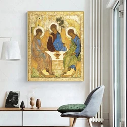 The Holy Trinity Canvas Painting Andrei Rublev Hospitality of Abraham Poster Wall Art for Room Decor