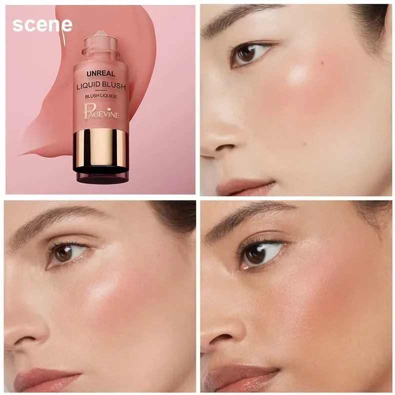 PAGINA VINE Fard liquido Ombretto 2-IN-1 Schiarente Idratante Opaco A lunga durata Resistente al sudore Rouge Plumper Fard Crema Trucco