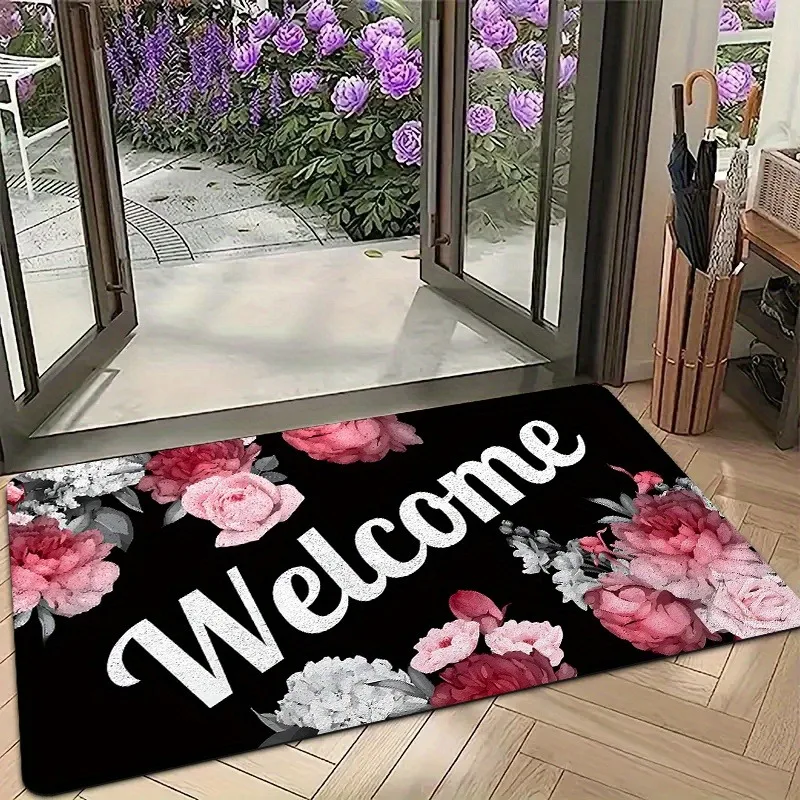

1PC Welcome Pattern Kitchen Rugs Non-Slip Door Mats Pop arts design Living room Rug Bath Mat Carpet for Home Sink Laundry Decor