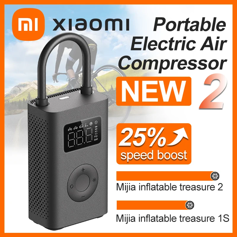 Xiaomi Mini Portable Air Pump 2 Mijia Electric Air Compressor Treasure Type-C Multitool Inflator For Automotive Car 2000mAh 5V