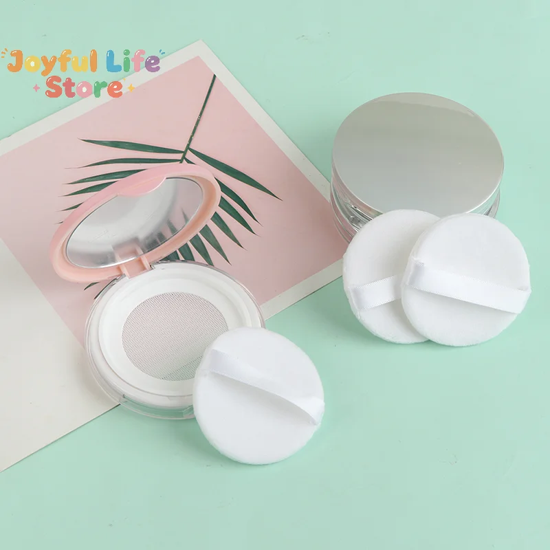 New 3g Ultra-thin Empty Loose Powder Box Pot Makeup Jar Sifter Container Puff Mirror